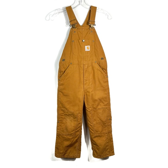 Carhartt Other - Carhartt Kids Khaki Tan Double Knee Lined Insulated Overalls  Workwear Youth 7